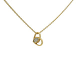 Collier doré petit coeur évidé et labradorite 42 cm