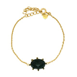 Bracelet doré onyx noire ovale et zircons noirs