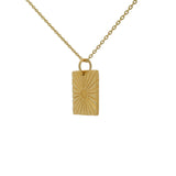 Collier doré plaque rectangulaire avec soleil et ses rayons 42 cm