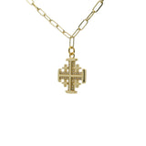 Collier doré croix orné de zircons 50cm
