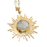 Collier doré soleil pierre de lune 50 cm