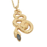 Collier doré serpent texturé labradorite 60 cm
