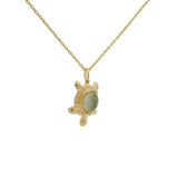 Collier doré et tortue préhnite en cabochon 42 cm