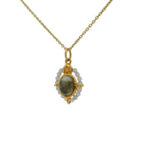Collier doré labradorite cabochon et étoile 42 cm