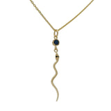 Gold necklace with snake and stone pendant