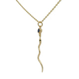 Gold necklace with snake and stone pendant