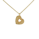 Collier doré et pendentif coeur texturé 42 cm