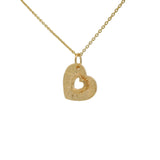 Collier doré et pendentif coeur texturé 42 cm