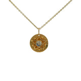 Collier doré médaille ronde étoile et Labradorite 42 cm