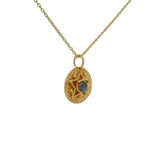 Collier doré médaille ronde étoile et Labradorite 42 cm