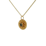 Collier doré médaille ronde étoile et Labradorite 42 cm