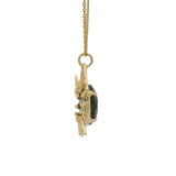 Collier doré soleil avec rayons et Labradorite sertie 4 griffes 42 cm