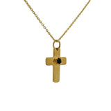 Collier doré croix et onyx noire au centre 42 cm