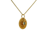 Collier doré médaille ronde étoile de David prehnite 42 cm