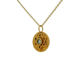 Collier doré médaille ronde étoile de David prehnite 42 cm