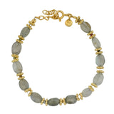 Bracelet doré en labradorite et disques dorés