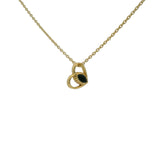 Gold necklace with hollow heart pendant and heart