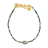 Bracelet doré duo Rubis Zoisite et Labradorite