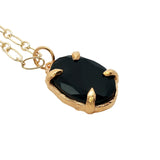 Collier doré médaillon onyx noire 50 cm