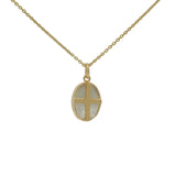 Collier doré pierre de lune croix martelée 42 cm