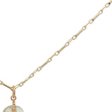 Collier doré prehnite ovale avec cage en boules dorées 50 cm
