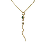 Gold necklace with snake and stone pendant
