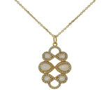 Collier doré infinis pierre de lune et zircons 42 cm