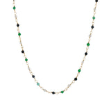 Collier doré Santa Maria en Onyx Verte, Onyx Noire et Labradorite