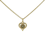 Gold necklace with heart pendant, stone and zircons