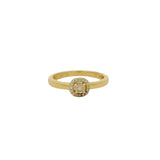 Bague dorée petit solitaire rond pierre et zircons