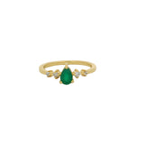 Bague dorée onyx verte goutte et zircons blancs