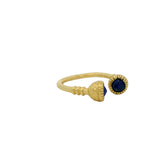 Bague ouverte dorée et pierres