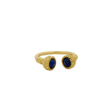 Bague ouverte dorée et pierres