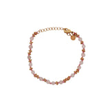 Bracelet doré perles fantaisie roses avec couronnes dorées et noeuds