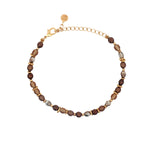 Bracelet doré perles fantaisie marrons avec disques dorés