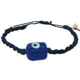 Bracelet doré cordon bleu marine avec oeil verre soufflé