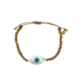 Bracelet doré cordon doré avec oeil nacre