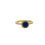 Golden solitaire ring with zircons and square stone
