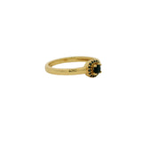 Bague dorée petit solitaire rond pierre et zircons
