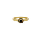 Bague dorée petit solitaire rond pierre et zircons
