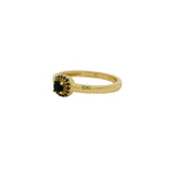 Bague dorée petit solitaire rond pierre et zircons