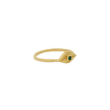 Bague dorée petit oeil texturé onyx verte