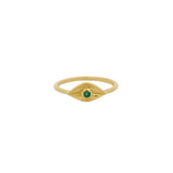 Bague dorée petit oeil texturé onyx verte