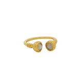 Bague ouverte dorée et pierres