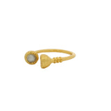 Bague ouverte dorée et pierres