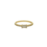 Fine gold ring with square stone and zircons