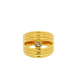 XL openwork gold ring with small natural stone