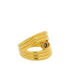 XL openwork gold ring with small natural stone