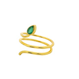 Bague doré serpent et onyx verte