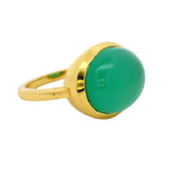 Bague doré onyx verte cabochon